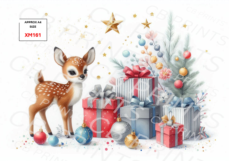 Christmas Deer Decoupage Print XM161 | Mulberry Pape