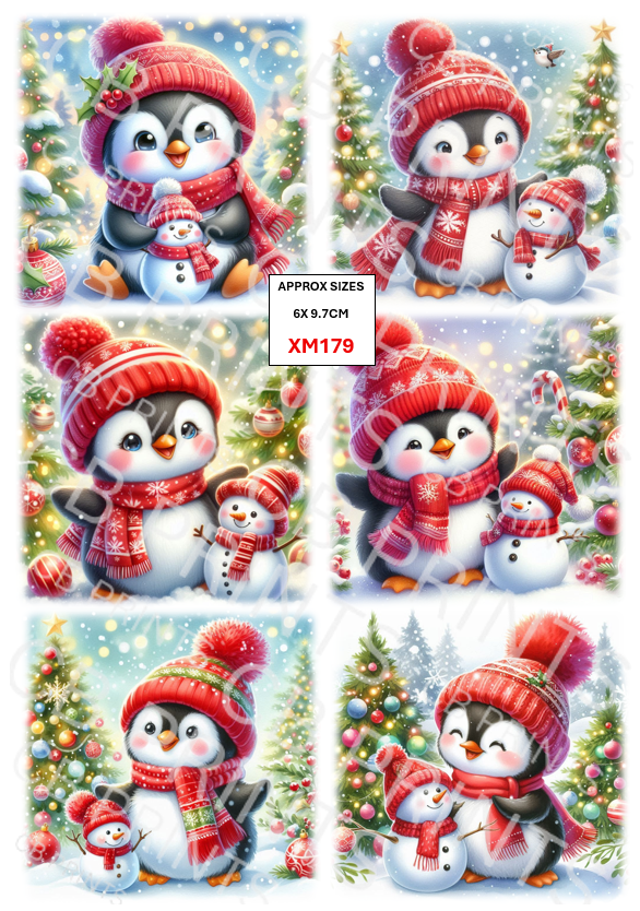 Christmas Penguin Decoupage Paper Print XM179 – Mulberry Paper