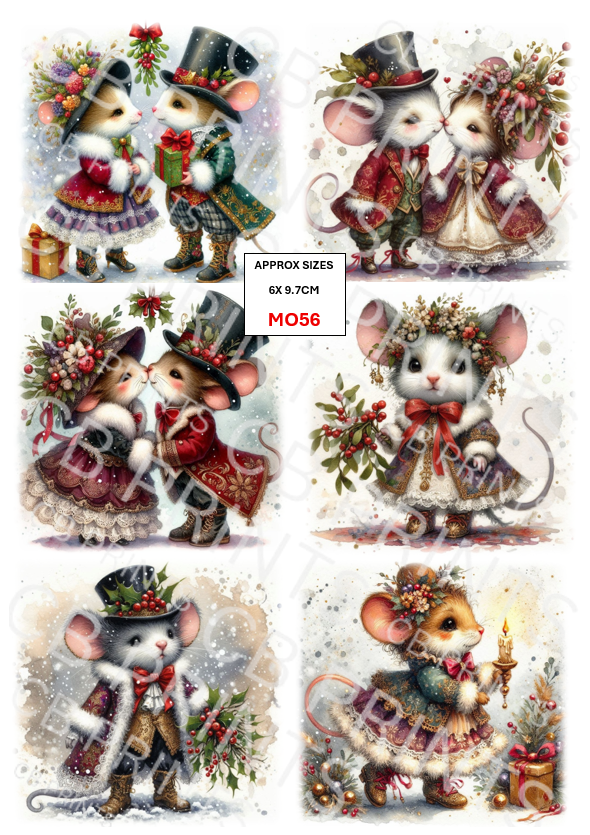 Christmas mouse Decoupage Paper MO56 – Mulberry Paper Print