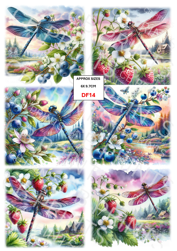 Dragonfly Decoupage Paper Print DF14 – Mulberry Paper