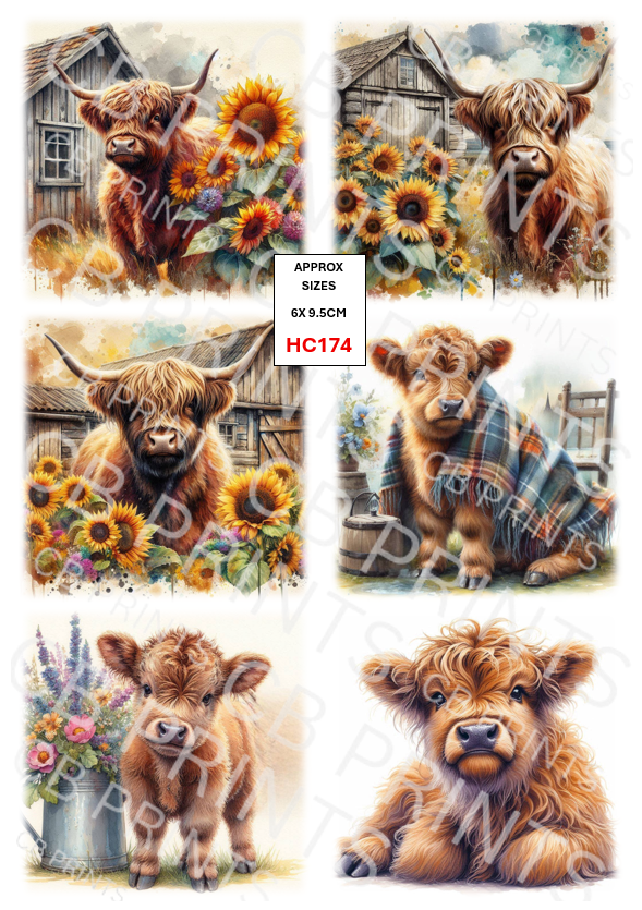 Highland Cow Decoupage Print HC174 | Mulberry Paper