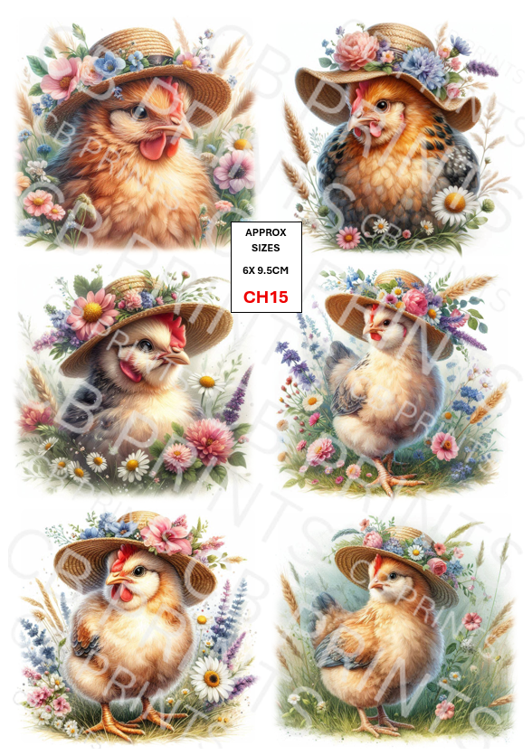 Chicken Decoupage Print CH15 | Mulberry Paper