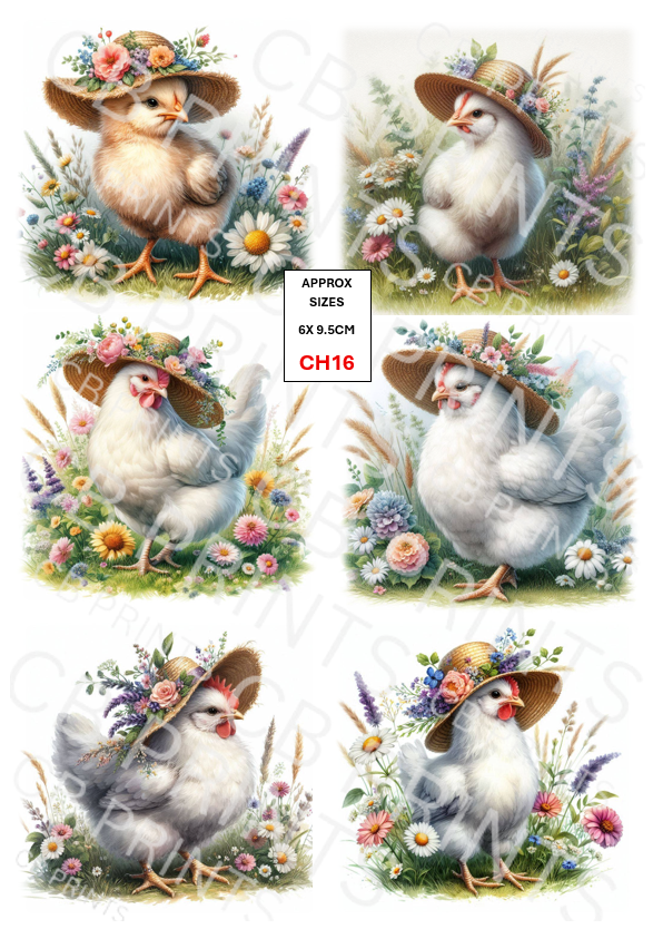 Chicken Decoupage Print CH16 | Mulberry Paper