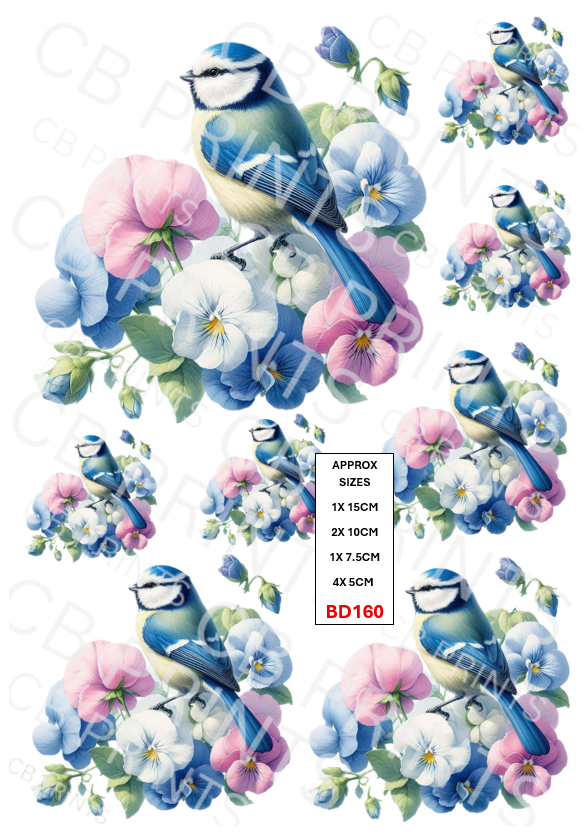 Blue tit Bird Decoupage Print BD160 | Mulberry Paper