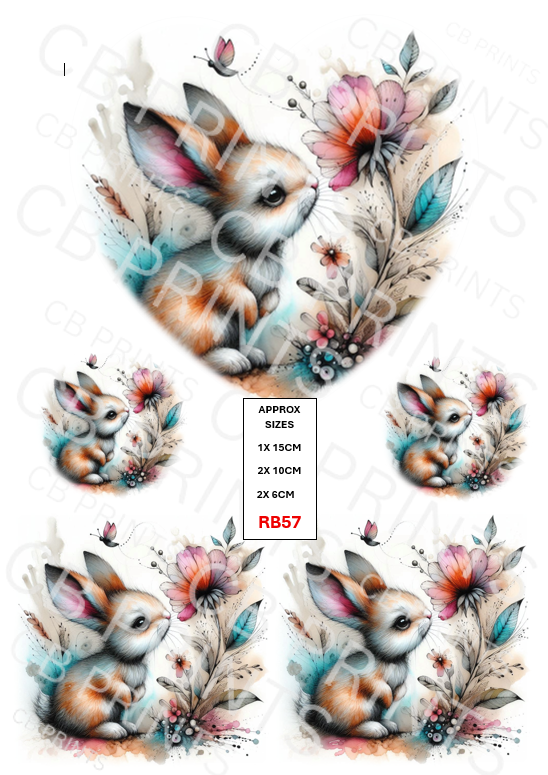 Rabbit Decoupage Print RB57 | Mulberry Paper