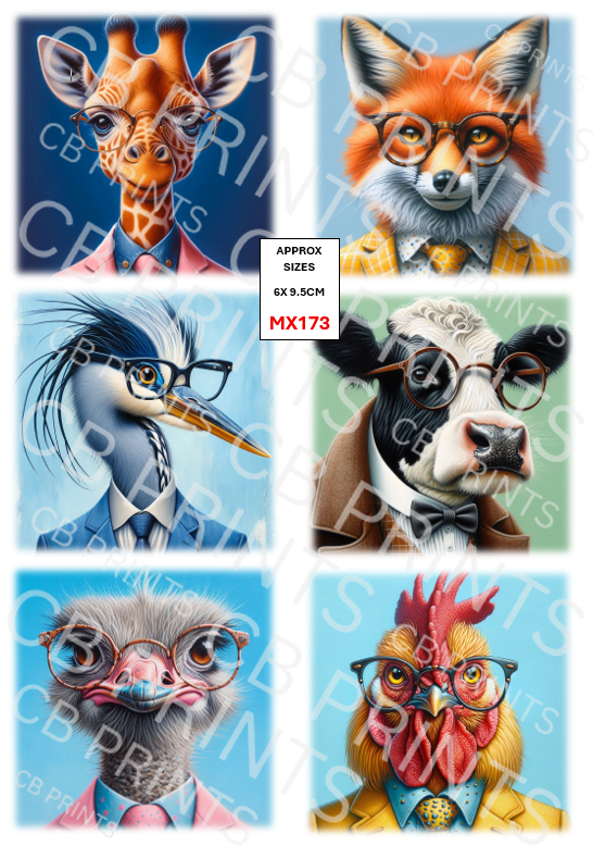 Mixed Animal Decoupage Print MX173 | Mulberry Paper