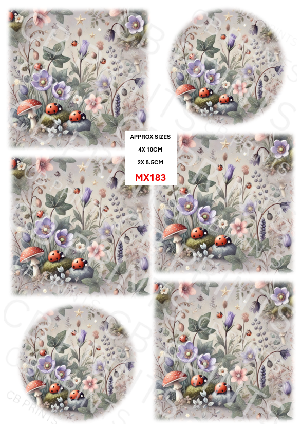 Ladybird Decoupage Paper MX183 – Mulberry Paper Print