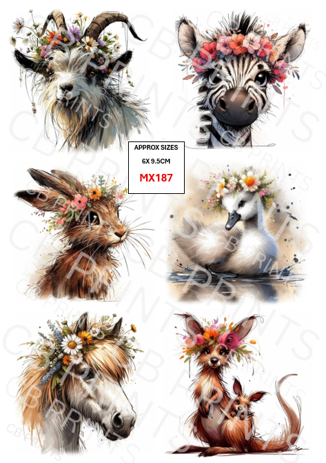 Mixed Animal Decoupage Print MX187 | Mulberry Paper