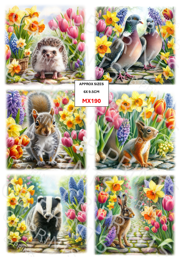 Mixed Animal Decoupage Print MX190 | Mulberry Paper