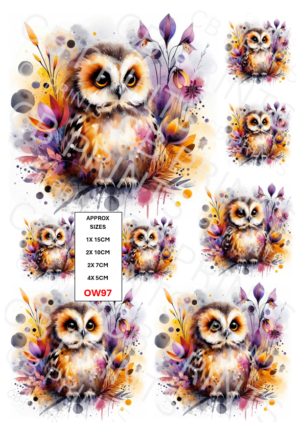 Owl Decoupage Paper Print OW97 – Mulberry Paper