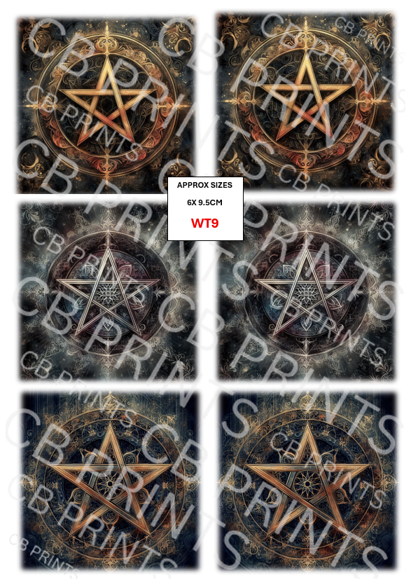 Pentagram Decoupage Paper Print WT9 | Mulberry Paper