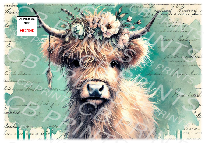 Highland Cow Decoupage Print HC190 | Mulberry Paper