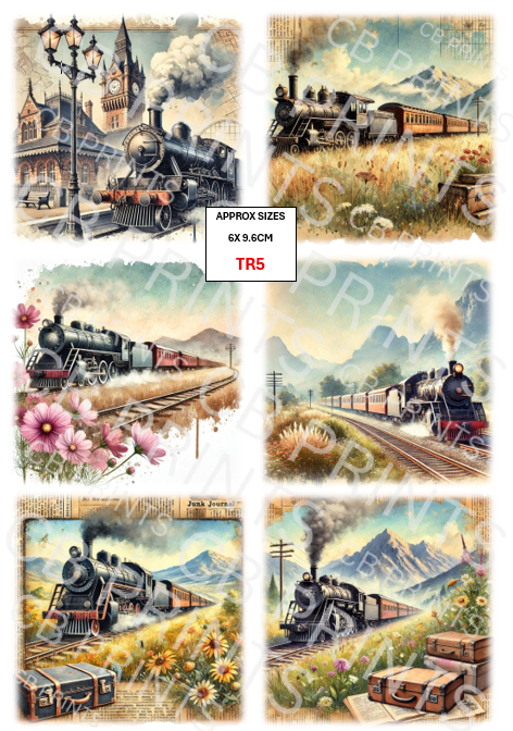 Train Decoupage Paper Print TR5 | Mulberry Paper