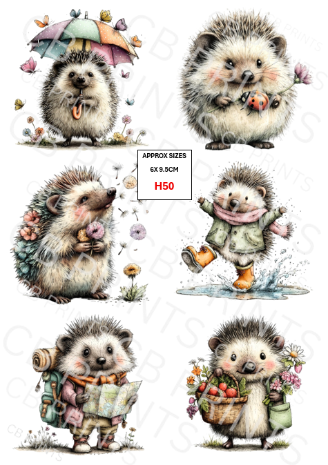 Hedgehog Decoupage Print H50 | Mulberry Paper