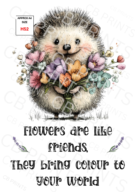 Hedgehog Decoupage Print H52 | Mulberry Paper