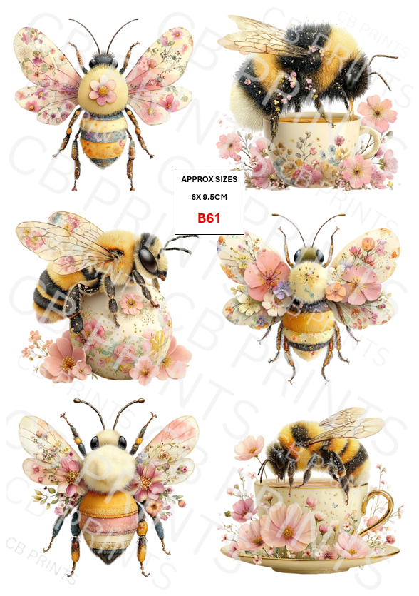 Bee Decoupage Print B61 | Mulberry Paper