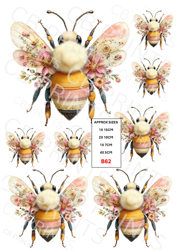Bee Decoupage Print B62 | Mulberry Paper