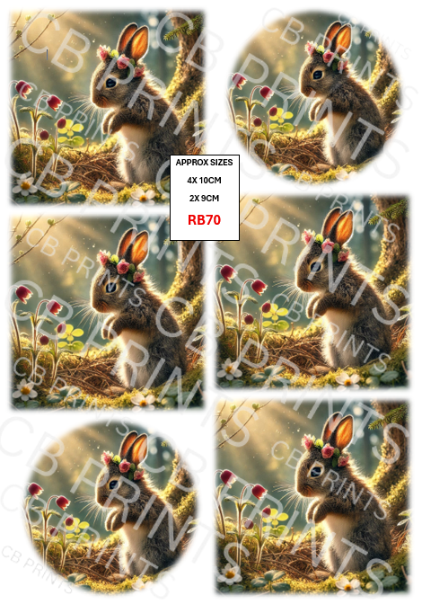 Rabbit Decoupage Print RB70 | Mulberry Paper