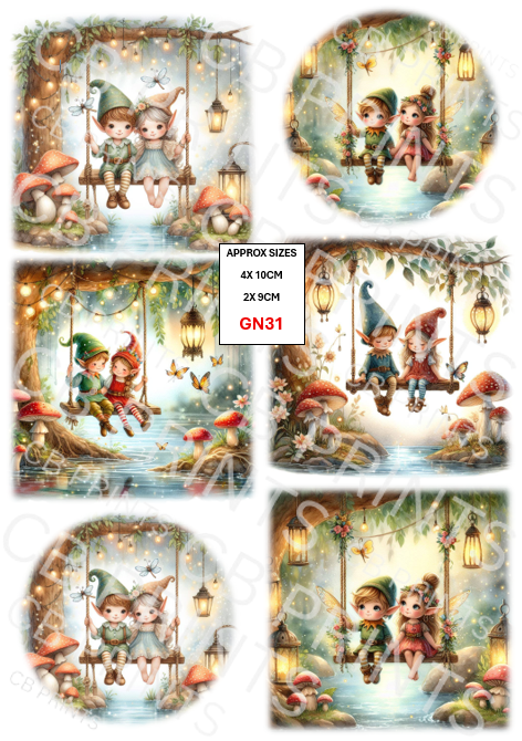 Pixie Gnome Decoupage Paper Print GN31 – Mulberry Paper