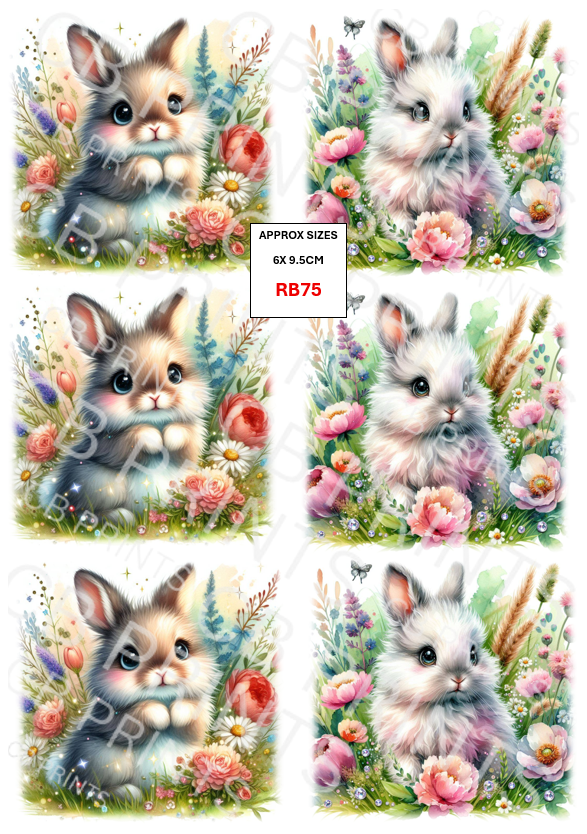 Rabbit Decoupage Print RB75 | Mulberry Paper