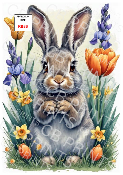 Rabbit Decoupage Print RB86 | Mulberry Paper