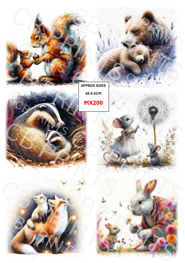 Mixed Animal Decoupage Print MX200 | Mulberry Paper