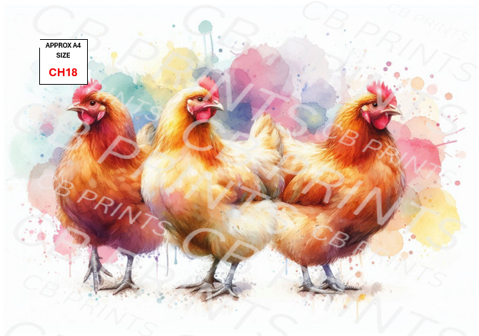 Chicken Decoupage Print CH18 | Mulberry Paper