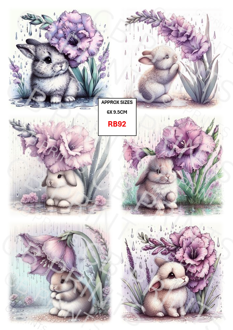 Rabbit Decoupage Print RB92 | Mulberry Paper