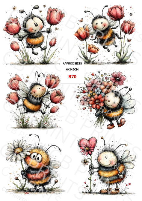 Bee Decoupage Print B70 | Mulberry Paper