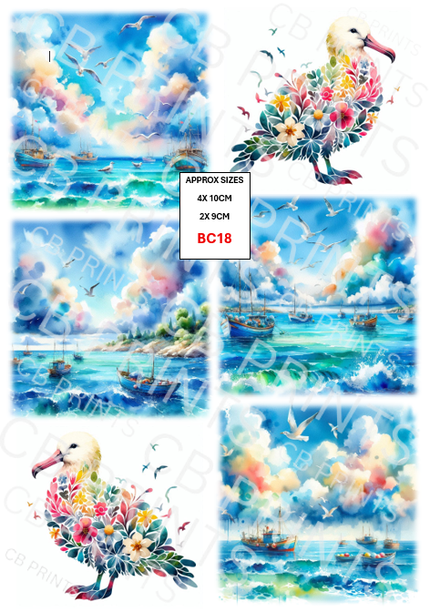 Scenic beach Decoupage Print BC18 | Mulberry Paper