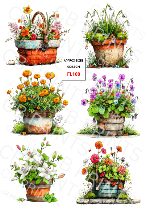 Floral Decoupage Print FL100 | Mulberry Paper