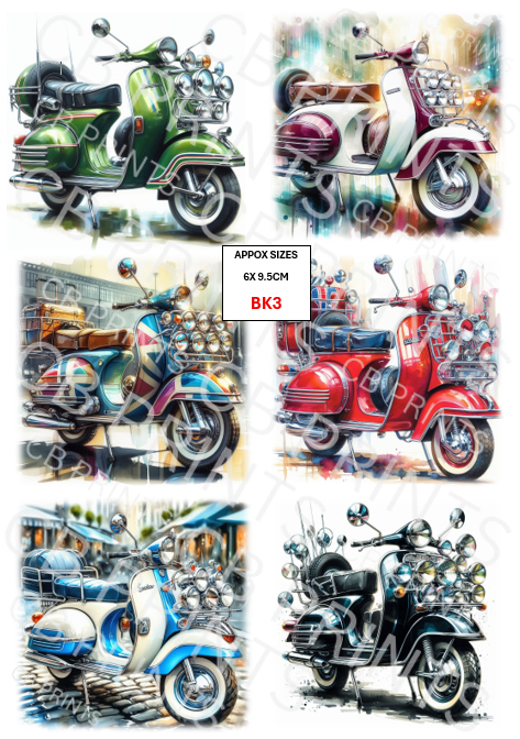 Motorbike Decoupage Print BK3 | Mulberry Paper