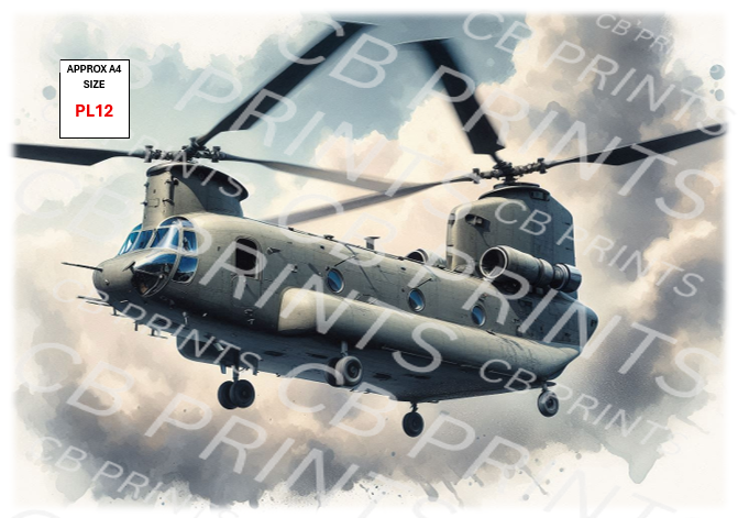 Chinook helicopter Decoupage Paper Print PL12 – Mulberry Paper