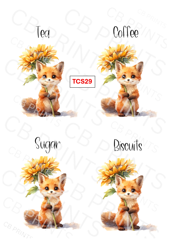 Fox Tea Coffee Sugar Decoupage Print TCS29 | Mulberry Paper
