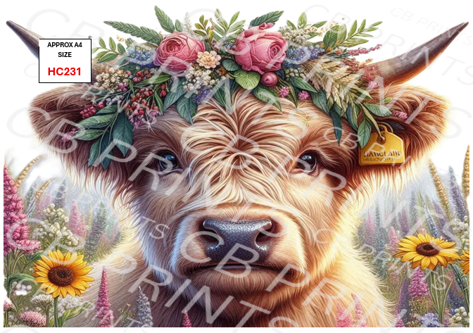 Highland Cow Decoupage Print HC231 | Mulberry Paper