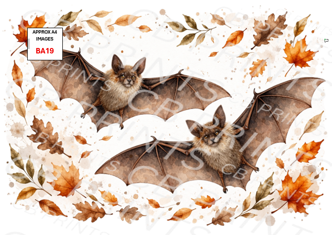 Bat Decoupage Print BA19 | Mulberry Paper