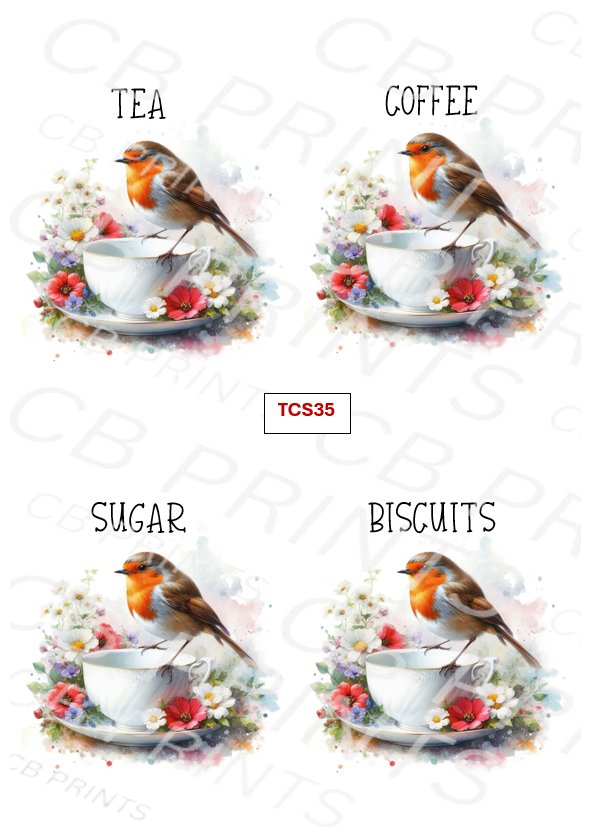 Robin Tea Coffee Sugar Biscuit Decoupage Print TCS35 | Mulberry Paper
