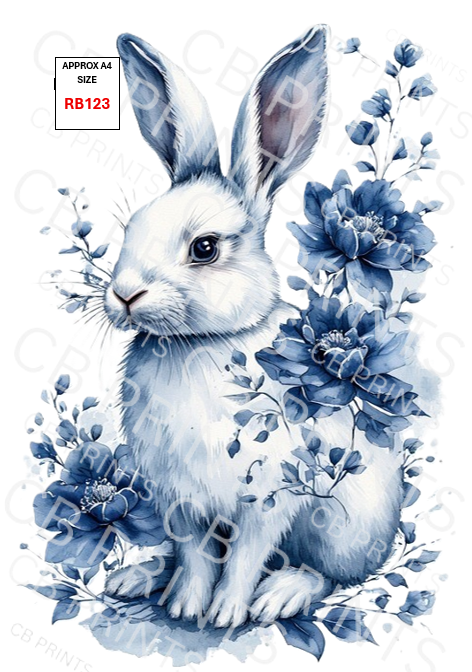 Rabbit Decoupage Print RB123 | Mulberry Paper