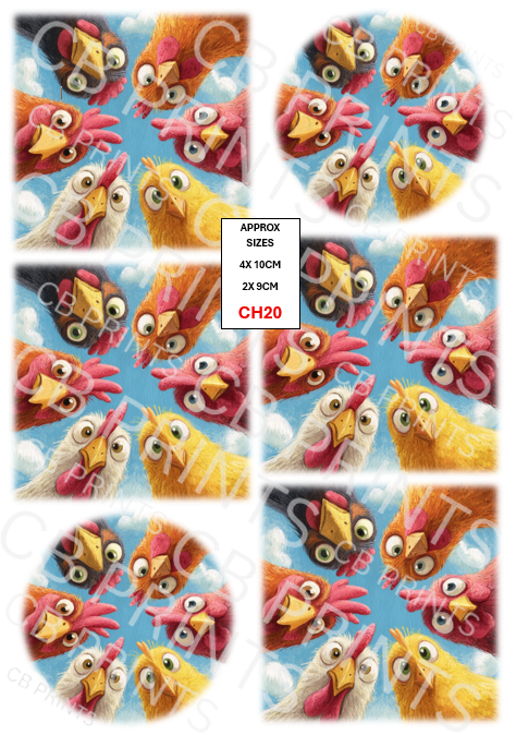 Chicken Decoupage Print CH20 | Mulberry Paper