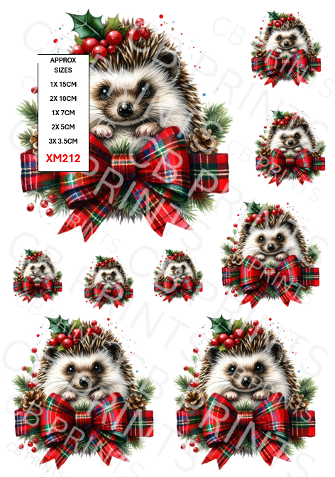Christmas Hedgehog Decoupage Print XM212 | Mulberry Paper