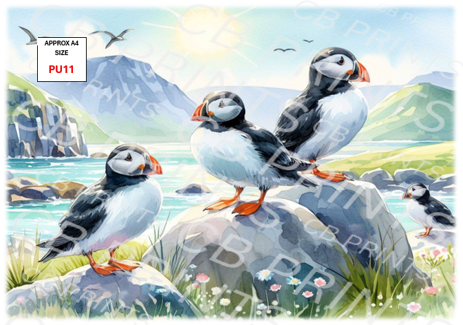 Puffin Decoupage Print PU11 | Mulberry Paper