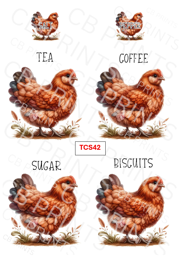 Chicken tea, coffee, sugar design TCS42