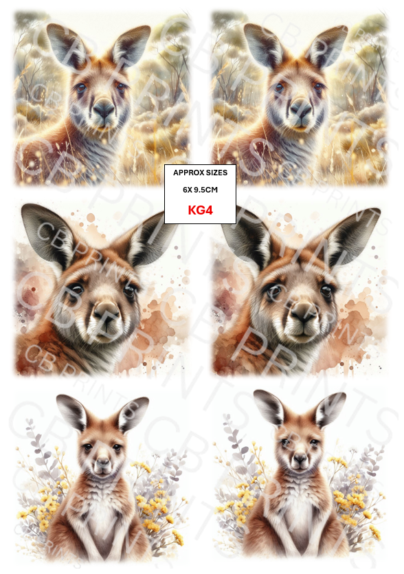 Kangaroo Decoupage Paper KG4 – Mulberry Paper Print