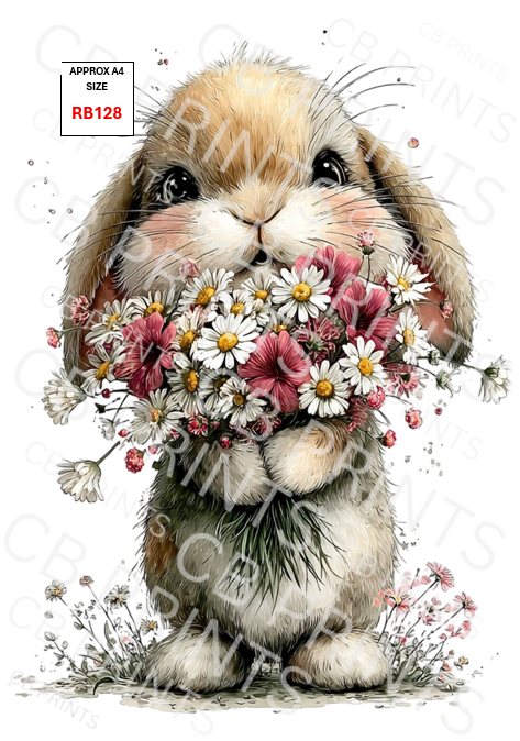 Rabbit Decoupage Print RB128 | Mulberry Paper