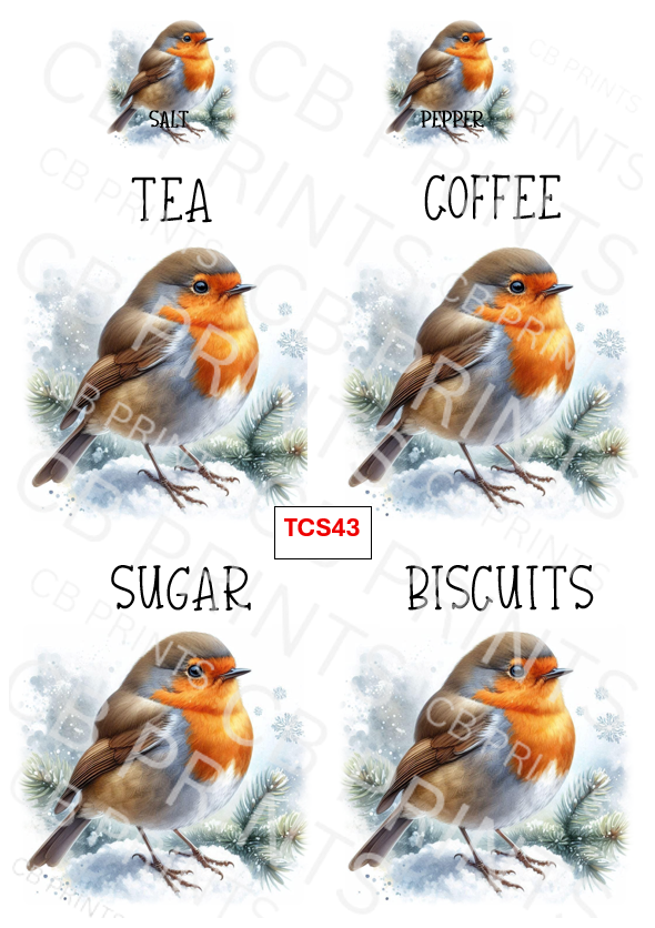 Robin tea, coffee, sugar design TCS43