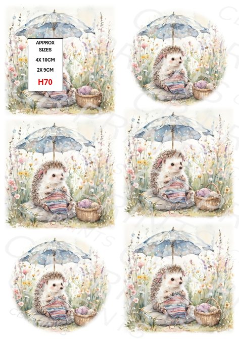 Hedgehog Decoupage Print H70 | Mulberry Paper
