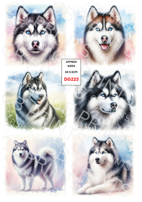 Husky Dog Decoupage Print DG223 | Mulberry Paper