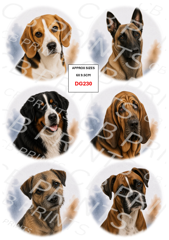 Mixed dog Decoupage Print DG230 | Mulberry Paper