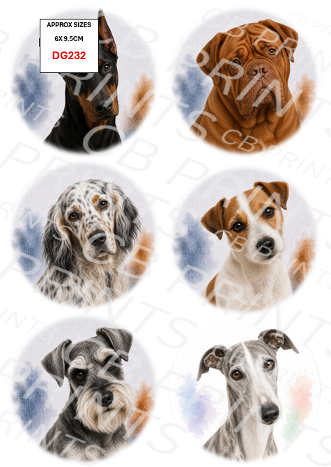 Mixed dog Decoupage Print DG232 | Mulberry Paper
