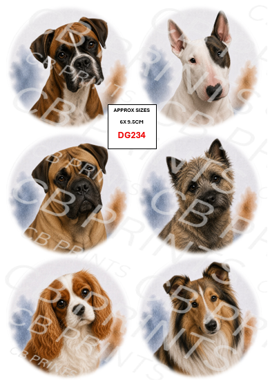 Mixed dog Decoupage Print DG234 | Mulberry Paper